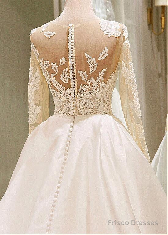 Satin Wedding Dress With Sleeves, Dresses For Wedding, Bridal Gown ,Bride Dress, Dresses For Brides