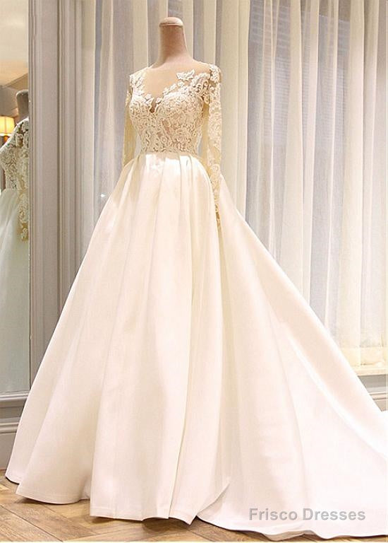 Satin Wedding Dress With Sleeves, Dresses For Wedding, Bridal Gown ,Bride Dress, Dresses For Brides Main image