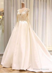 Satin Wedding Dress With Sleeves, Dresses For Wedding, Bridal Gown ,Bride Dress, Dresses For Brides