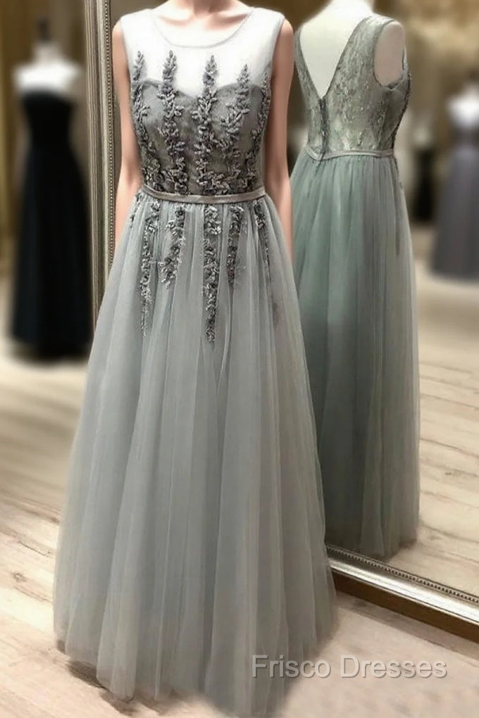 Scoop Neck Floor-Length Tulle Sleeveless Formal Dress