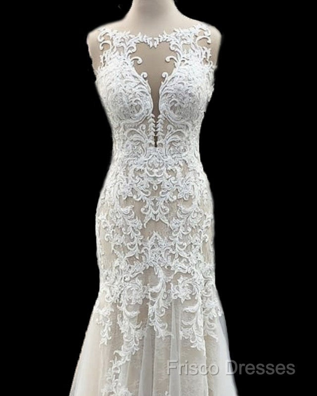 Scoop Neck Mermaid Wedding Dress Lace Court Train Secondary image