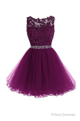 Scoop Short Grape Homecoming Dress Mini Graduation Dress