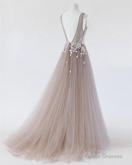 See Through Prom Dresses Tulle Embroidery Evening Gowns