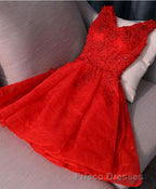 Black V Neck Lace Short Formal Prom Dress, Homecoming Dress, Homecoming Dress