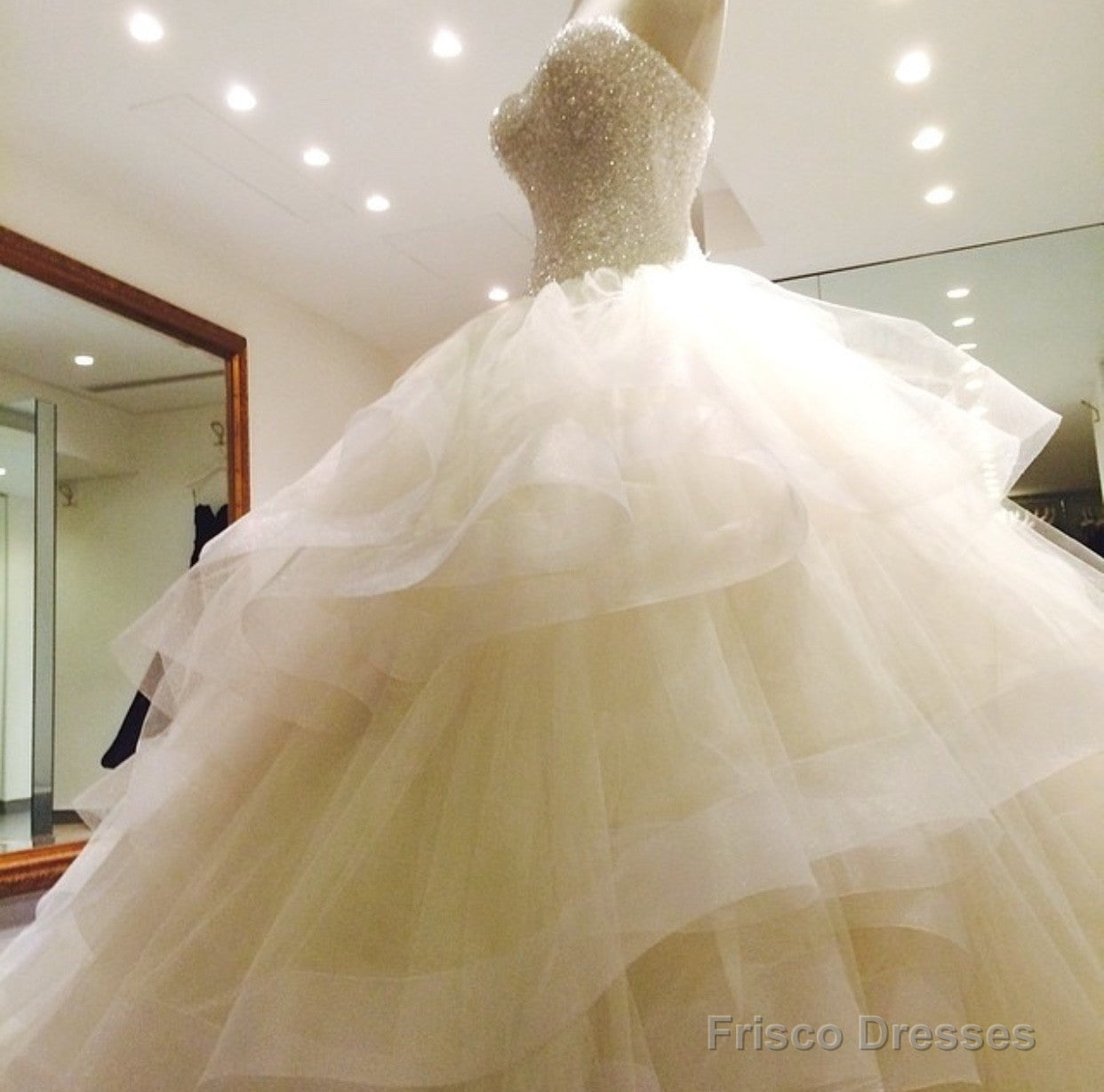 Sequin Beaded Sweetheart Organza Ruffles Wedding Dress Ball Gowns Secondary image