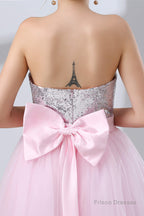 Sequin Lace & Tulle Sweetheart Neckline Short Length A-line Bridesmaid Dresses