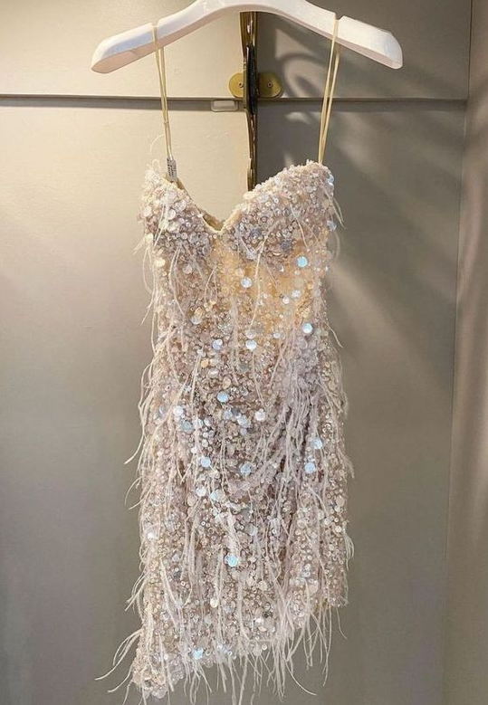 Sequin Prom Dresses, Sheath Short Prom Dresses