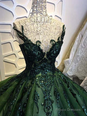 Sequin Sparkly Off The Shoulder Ball Gown Prom Dress  Sweet 16 Dresses