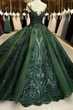 Sequin Sparkly Off The Shoulder Ball Gown Formal Prom Dress Sweet 16 Dress