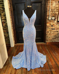 Sequin White Iridescent Formal Dress  Cheap V Neck Sleeveless Prom Dress Uk