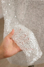 Sequined Backless Wedding Dress With Long Detachable Sleeves