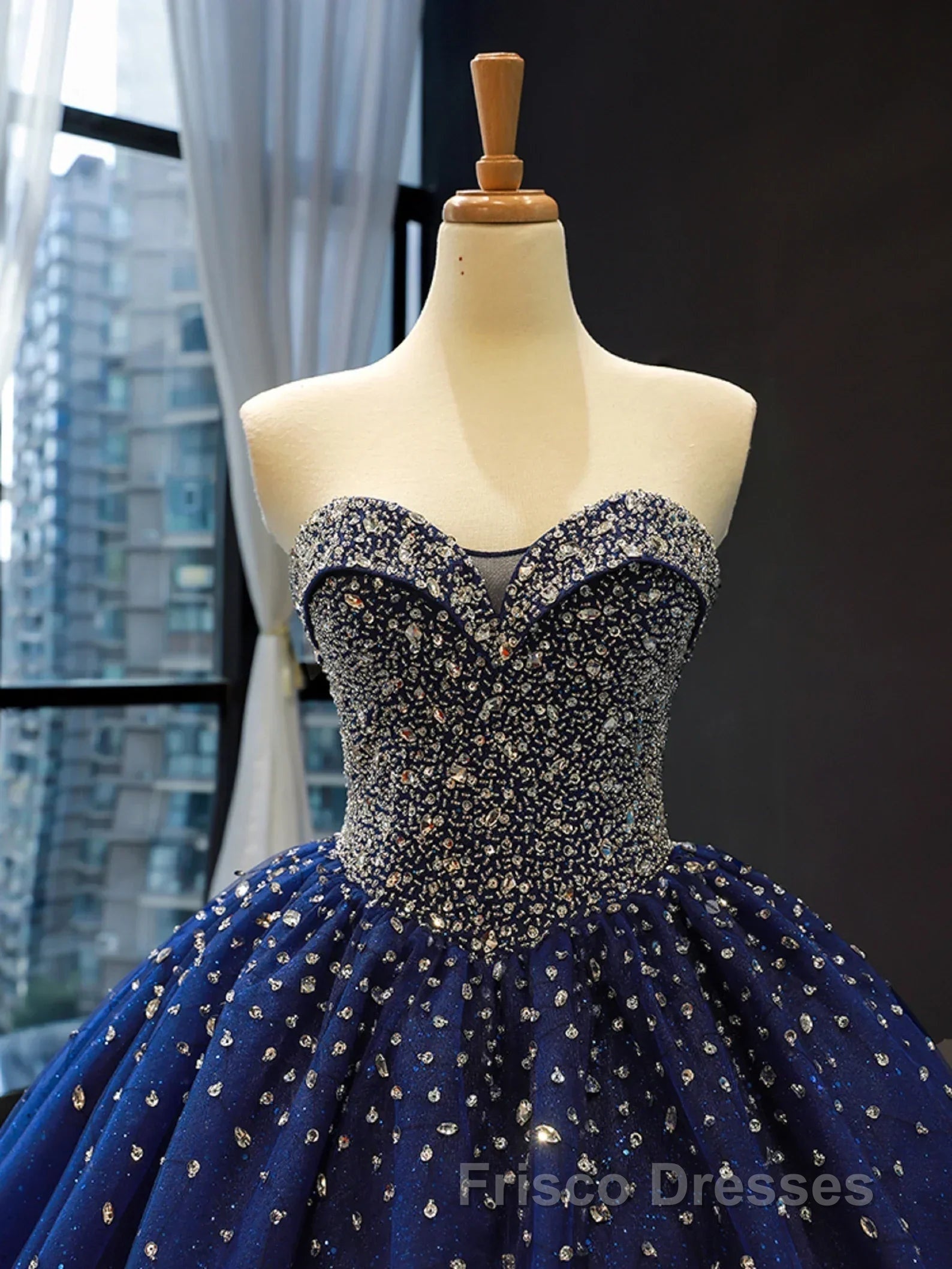 Sequined Navy Blue Quinceanera Dress Ball Gown Dress Secondary image