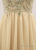 Sequined Spaghetti Straps Chiffon Long Formal Prom Dress