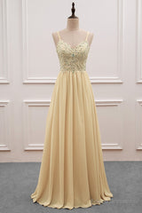 Sequined  Spaghetti Straps Chiffon Long Prom Dresses