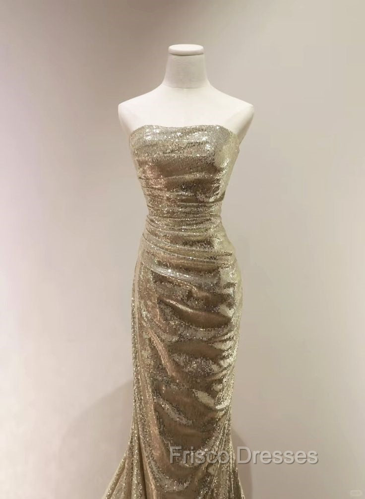 Sequins Mermaid Scoop Long Evening Dress, Long Formal Prom Dress Party Dress