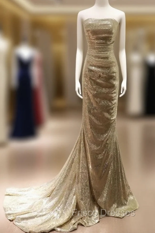 Sequins Mermaid Scoop Long Evening Dress, Long Formal Prom Dress Party Dress Main image