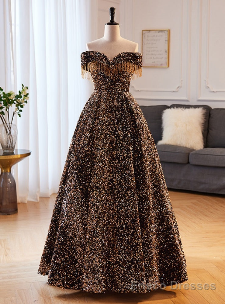 Sequins Off the Shoulder Beading Prom Dress