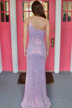 Sequins One Shoulder Prom Dress with Slit