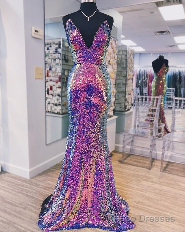 Sequins V-Neck Prom Dress Long Formal Dress Secondary image