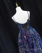 Sequins V-Neckline Short Straps Homecoming Dress, Short Sequins Formal Prom Dress