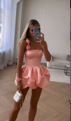 Sexy 17Th Birthday Dresses Pink Satin Birthday Outfits For Teens