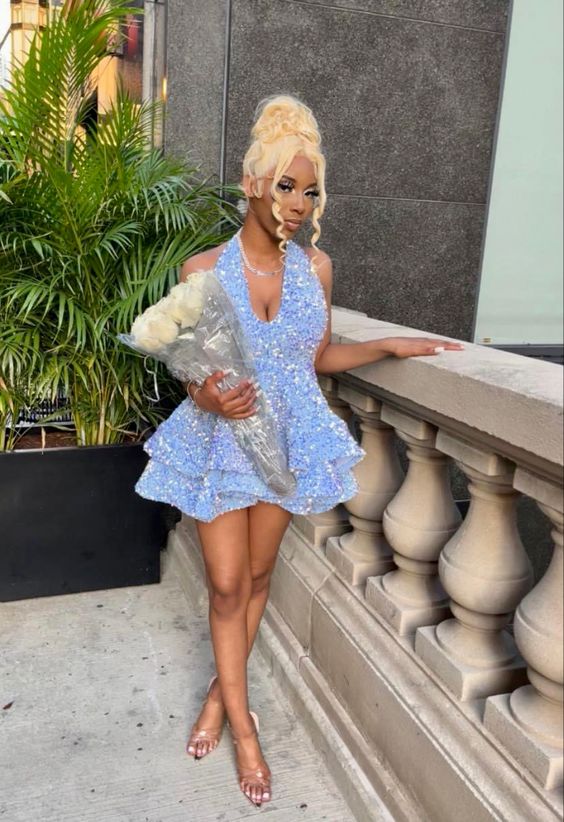 Sexy 17Th Birthday Dresses Short Blue Homecoming Dress Birthday Outfits Main image
