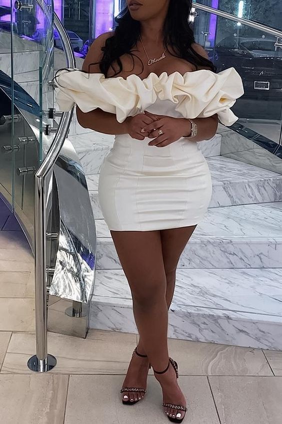 Sexy 17Th Birthday Dresses White Off The Shoulder Birthday Outfits Main image