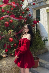 Sexy A Line Burgundy 18Th Long Sleeves Birthday Dresses Short Birthday Outfits