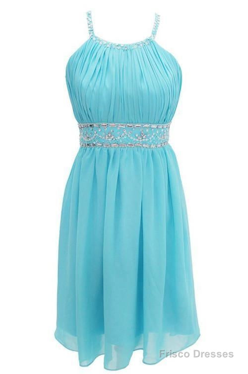 Sexy A-Line Halter Knee Length Chiffon Homecoming Dress With Beading Secondary image