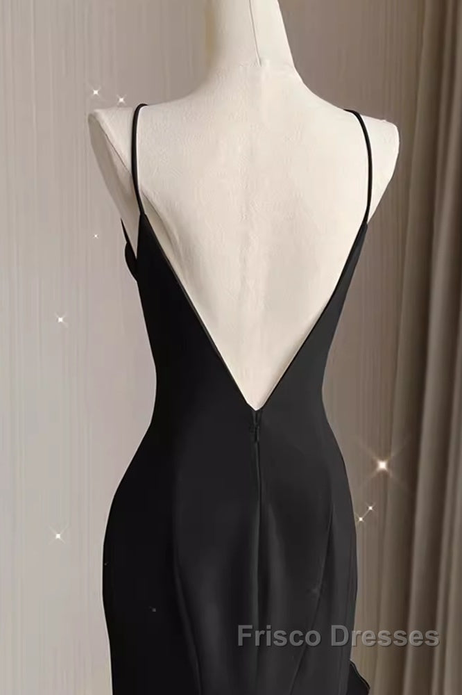 Sexy A Line Long Senior Chiffon Black Formal Prom Dress Formal Dress