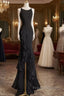 Sexy A Line Long Senior Chiffon Black Formal Prom Dress Formal Dress