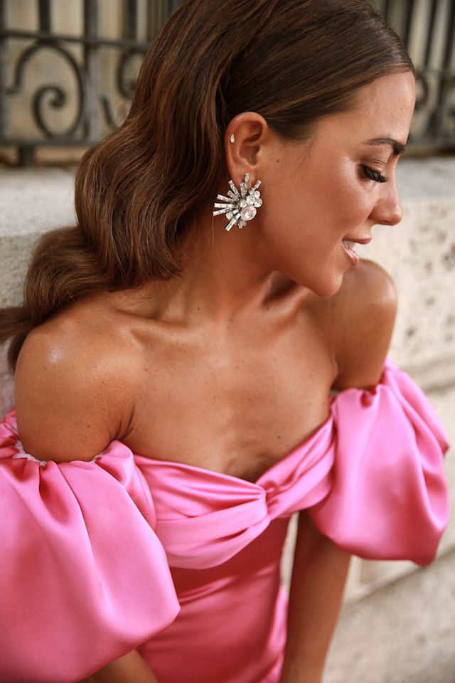 Sexy A Line Off The Shoulder Long Pink Prom Dress Party Dresses