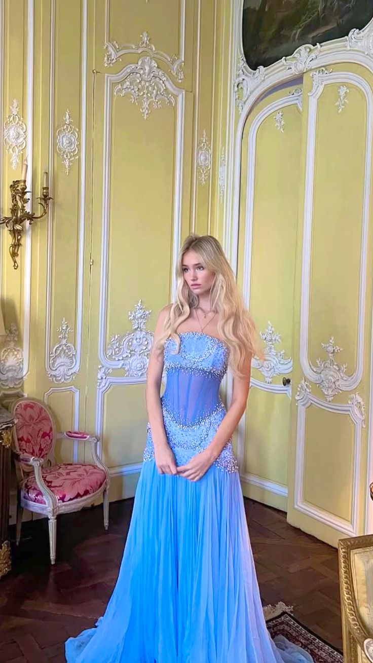Sexy A Line Off The Shoulder Maxi Long Party Light Blue Chiffon Prom Dresses Evening Dress Secondary image