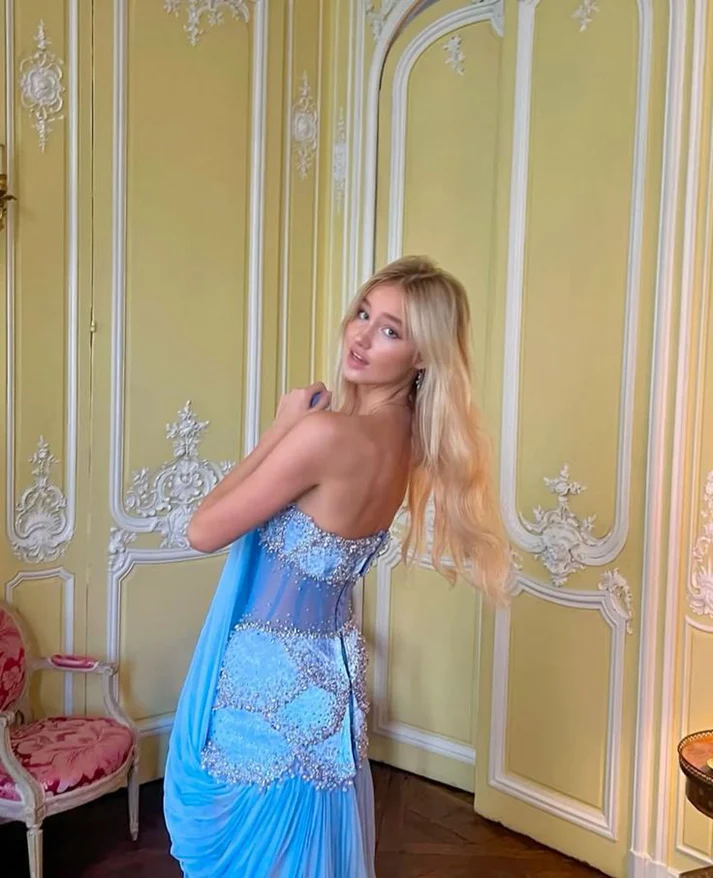 Sexy A Line Off The Shoulder Maxi Long Party Light Blue Chiffon Prom Dresses Evening Dress