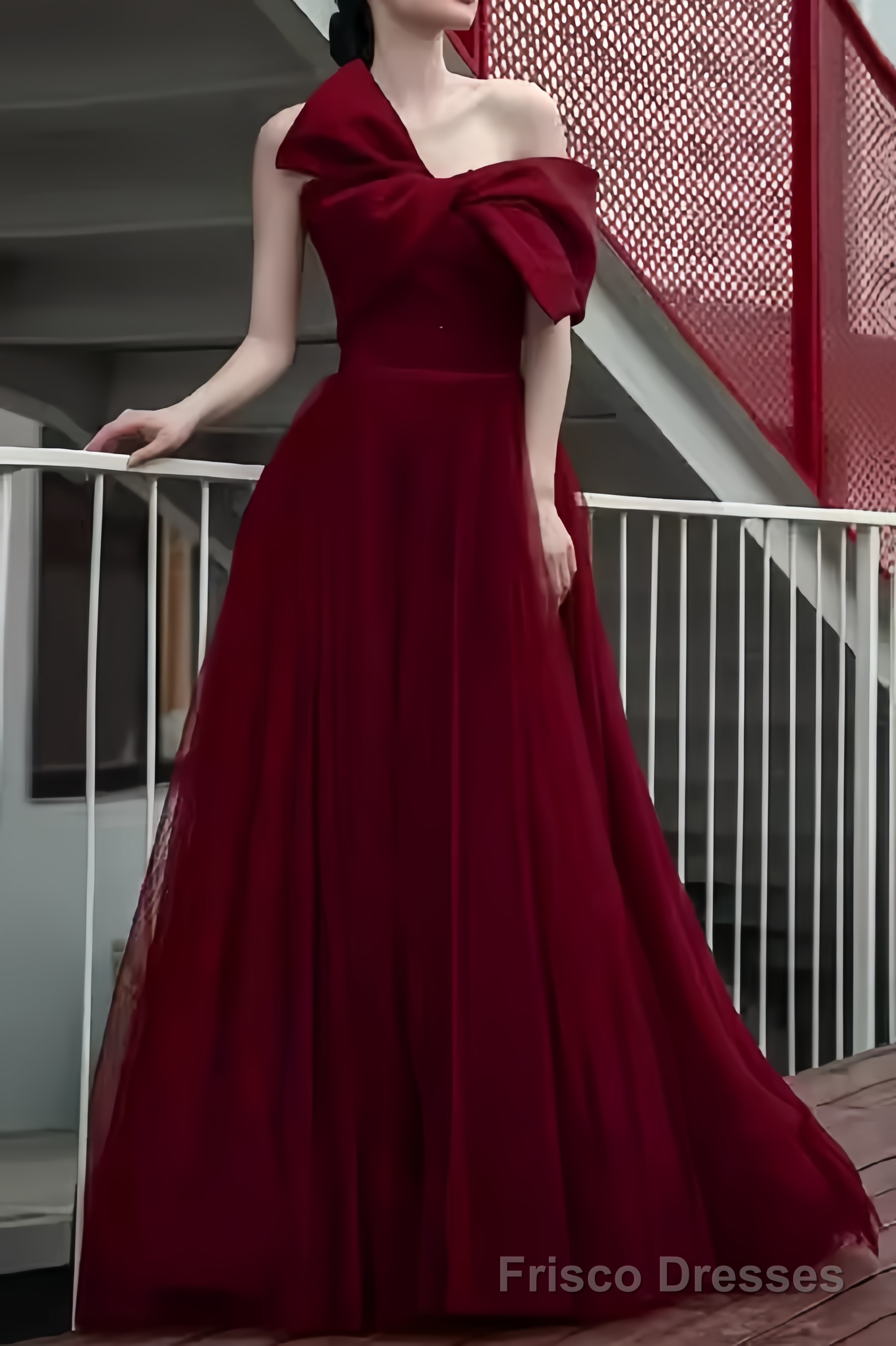 Sexy A line Party Dresses Strapless Red Prom Dresses Main image