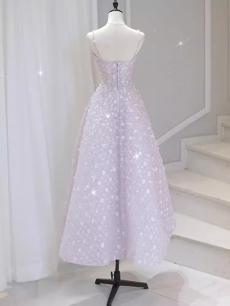 Sexy A Line Sleeveless Pink Floral Long Prom Dress Secondary image