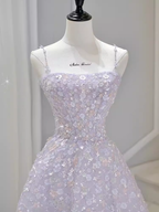 Sexy A Line Sleeveless Pink Floral Long Prom Dress