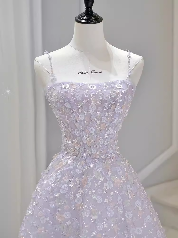 Sexy A Line Sleeveless Pink Floral Long Prom Dress