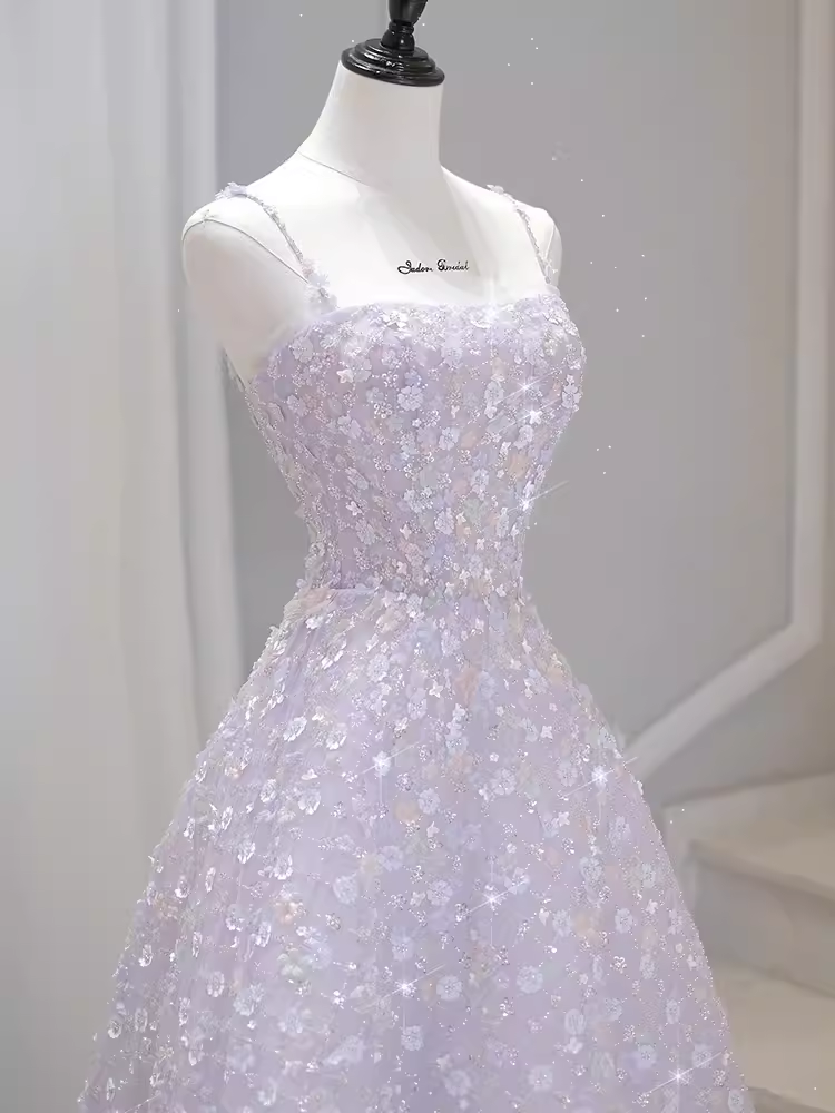 Sexy A Line Sleeveless Pink Floral Long Prom Dress