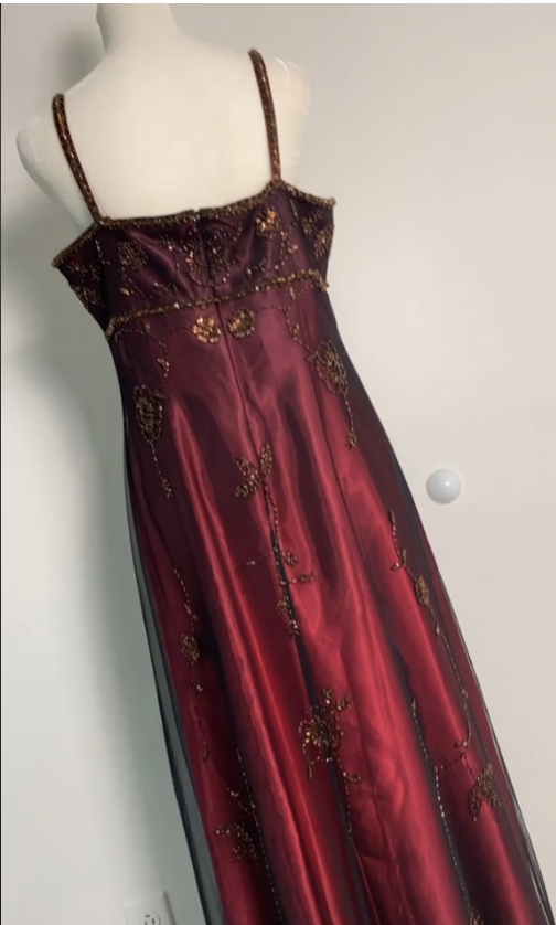Sexy A Line Spaghetti Straps Burgundy Long Evening Dress Party Dress Prom Dresses