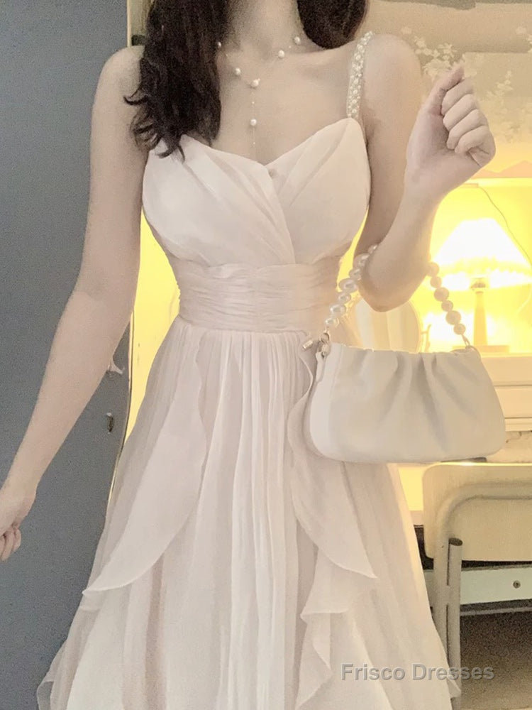 Sexy A Line Spaghetti Straps Champagne Prom Dresses Night Dress Birthday Outfits Main image