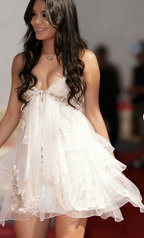 Sexy A Line Spaghetti Straps White Tulle Short Summer Birthday Dress Hoco Dress Birthday Outfit 18Th Birthday Mini Party Dresses
