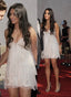 Sexy A Line Spaghetti Straps White Tulle Short Summer Birthday Dress Hoco Dress Birthday Outfit 18Th Birthday Mini Party Dresses