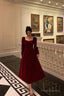Sexy A Line Square Neckline Long Sleeves Tea Length Velvet Prom Dresses Birthday Outfits