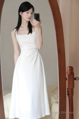 Sexy A Line Square Neckline White Holiday Dresses Night Dress Birthday Outfits