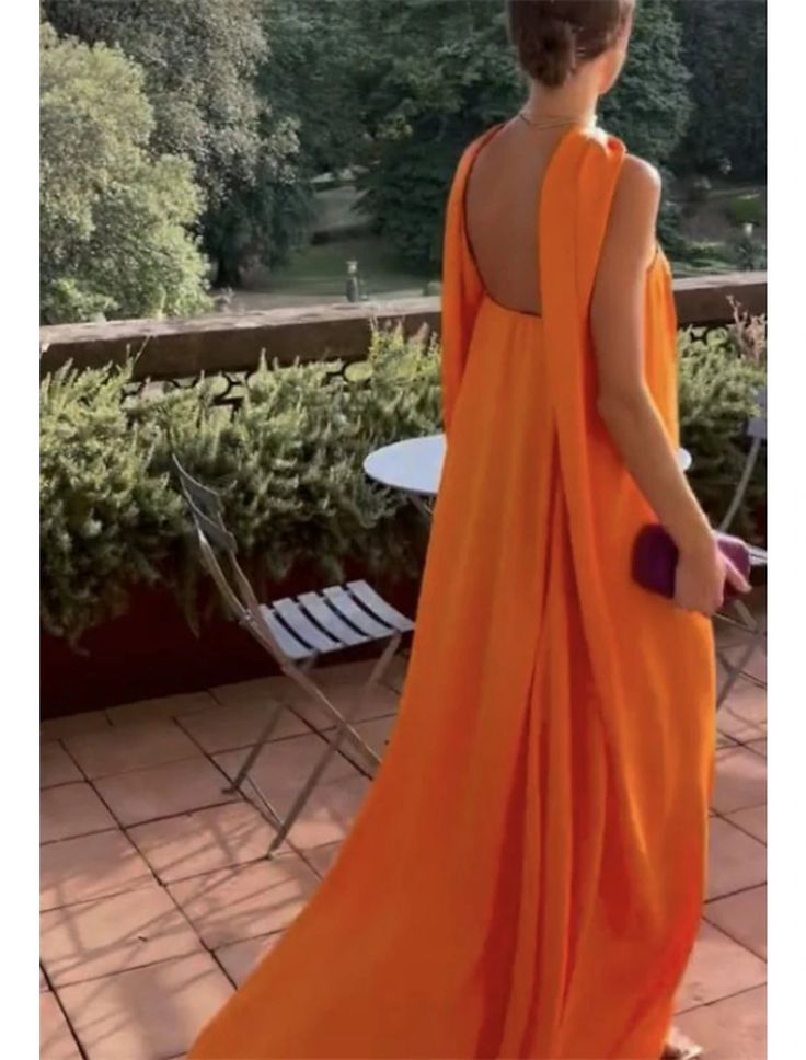 Sexy A Line Strapless Chiffon Organge Long Prom Dresses Secondary image