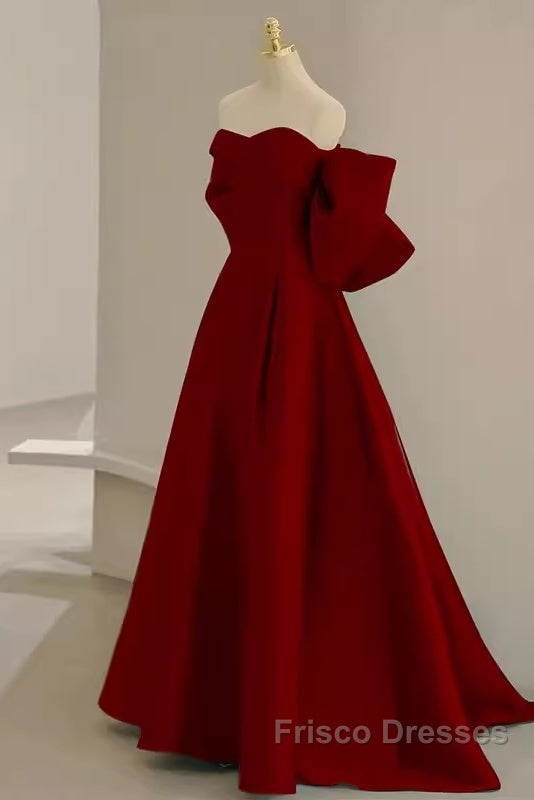 Sexy A Line Strapless Red Long Formal Prom Dress Secondary image