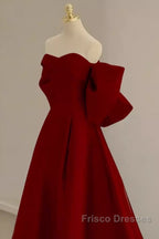 Sexy A Line Strapless Red Long Formal Prom Dress