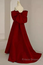Sexy A Line Strapless Red Long Formal Prom Dress