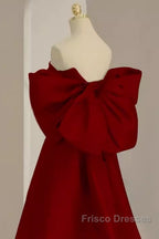 Sexy A Line Strapless Red Long Formal Prom Dress